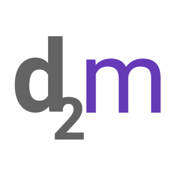 A purple and grey icon showing the stylized letter D and a subscript number 2 (D2 Models is a New York classic model agency)